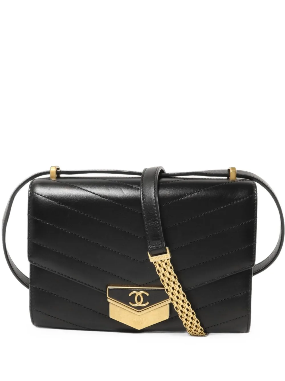 Chevron CC Medal Flap Shoulder Bag by CHANEL Pre-Owned