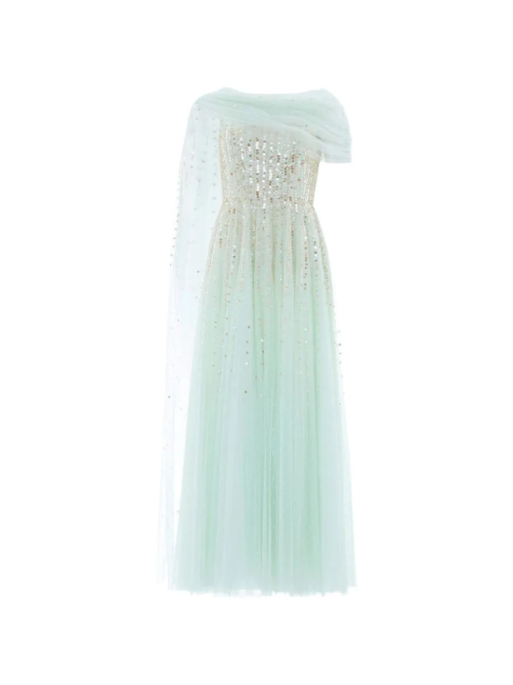 Moonlight Sequin-Embellished Draped Gown by Needle & Thread