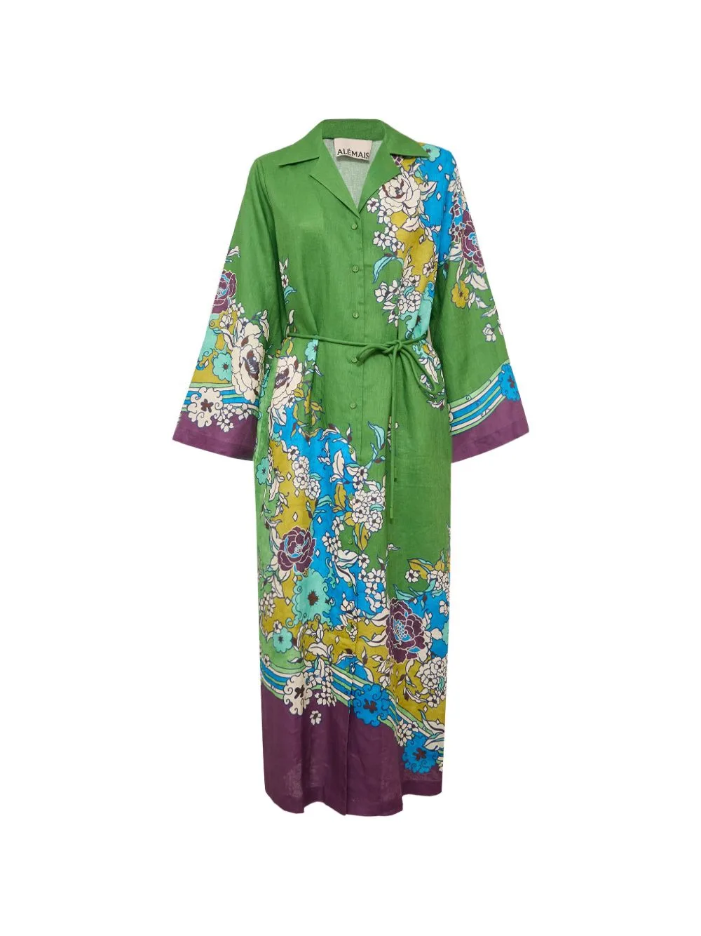 Nanci Floral-Print Maxi Shirt Dress by ALEMAIS
