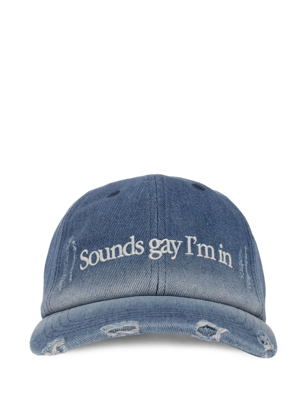 Distressed Denim Baseball Cap by CARNE BOLLENTE