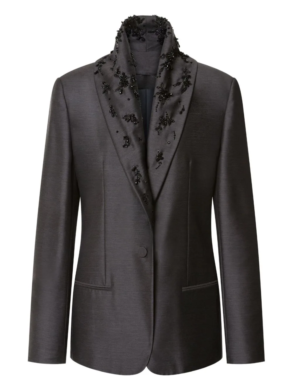 Bead-Embroidered Shawl-Lapel Blazer by Alberta Ferretti