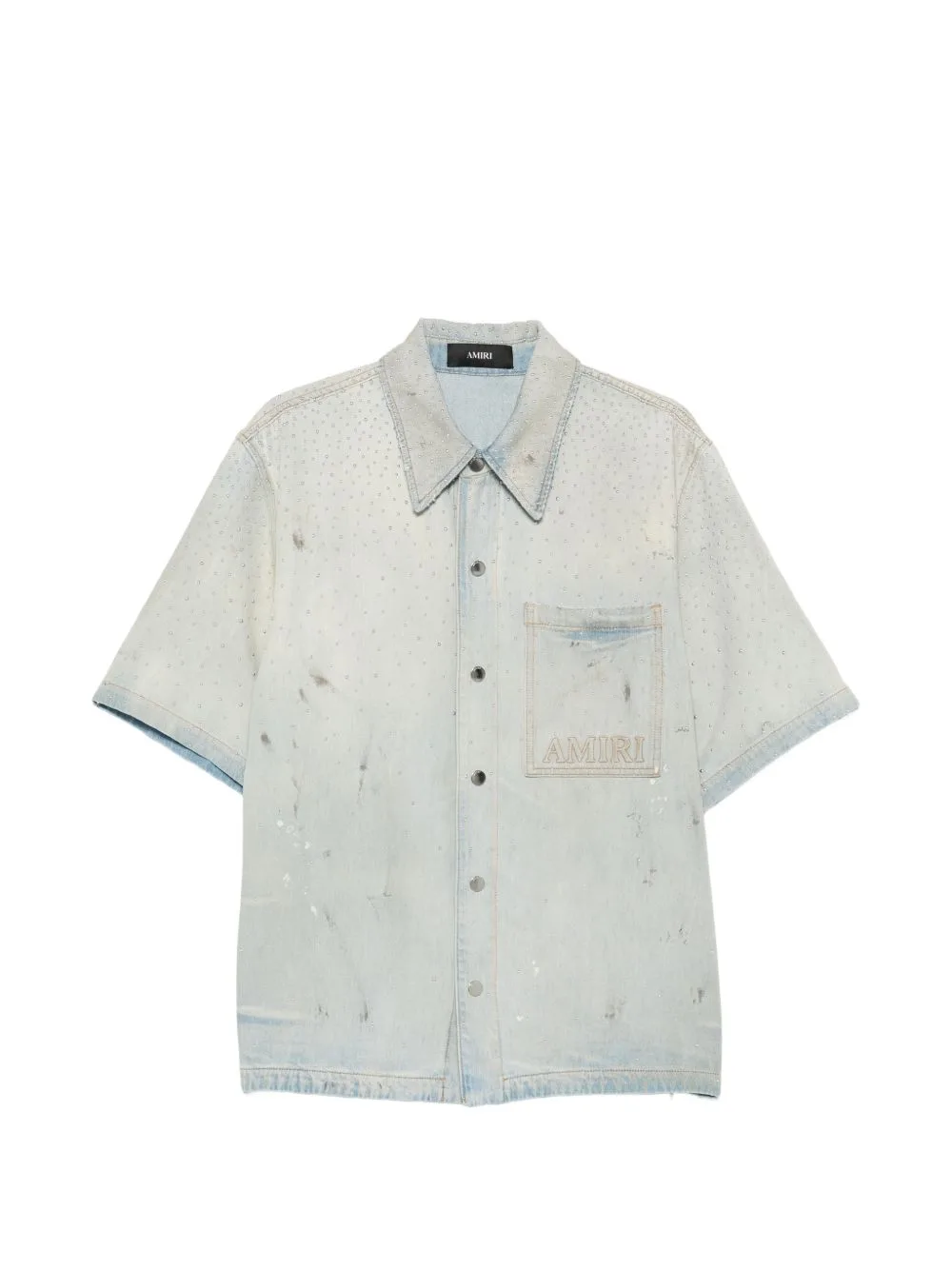 Crystal-Embellished Logo-Patch Shirt by AMIRI