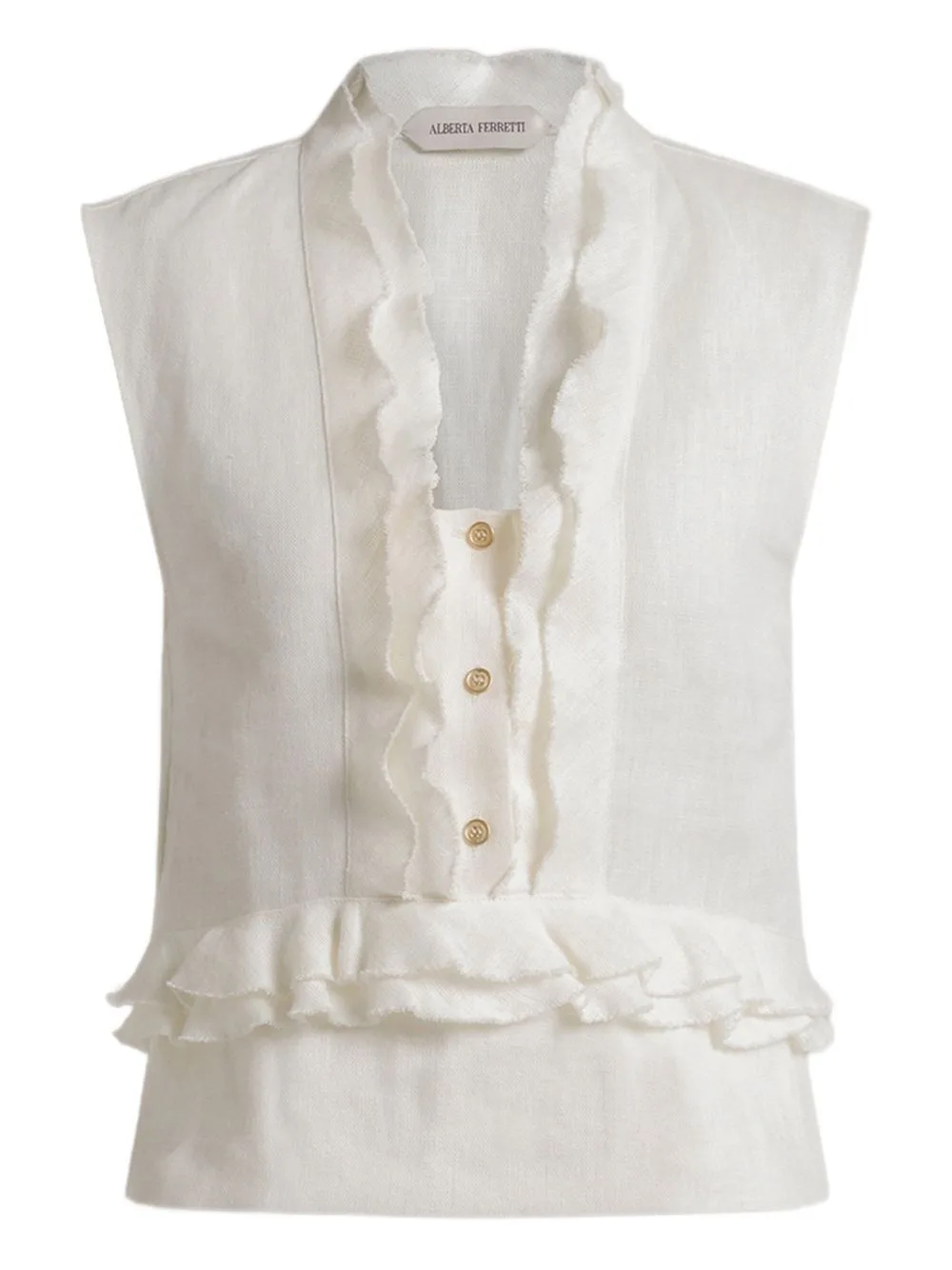 Ruffled Buttoned Blouse by Alberta Ferretti