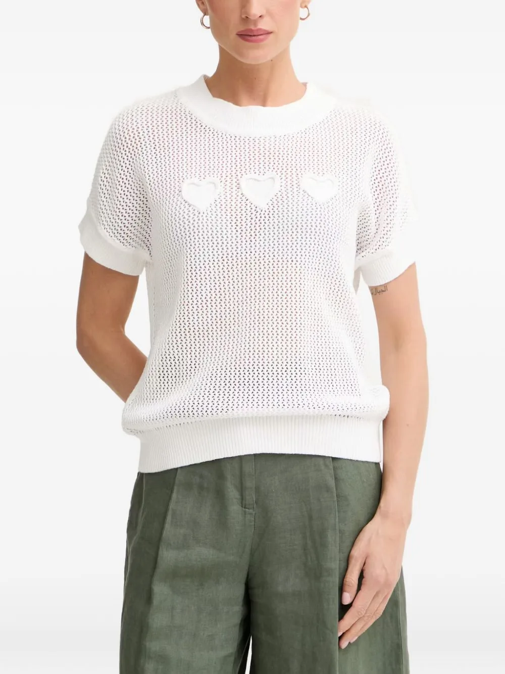 Heart-Motif Open-Knit T-Shirt by Marc Aurel