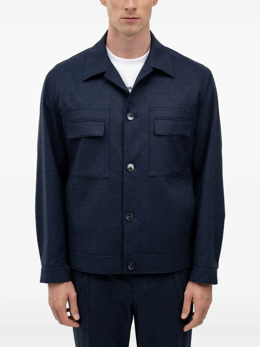 Button-Up Patch-Pocket Overshirt by HUGO