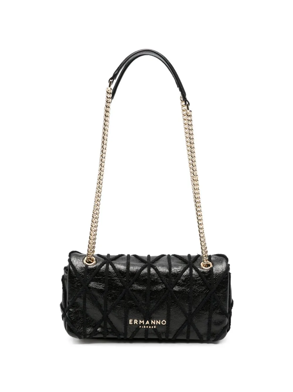 Crinkled-Effect Lace-Up Shoulder Bag by ERMANNO FIRENZE
