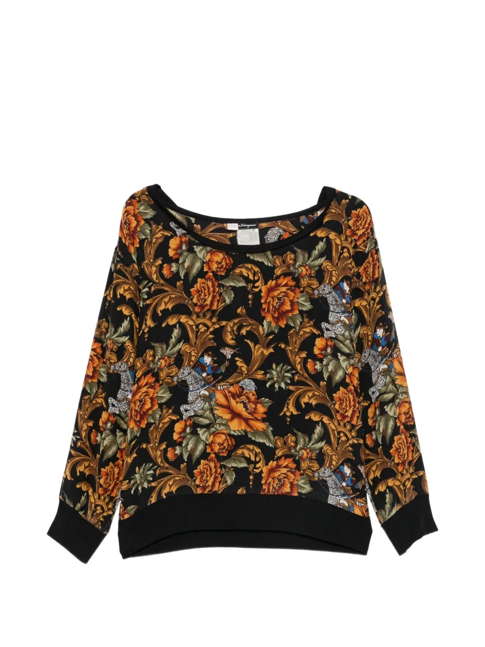 1980s Floral-Print Silk Sweater by Ferragamo Pre-Owned