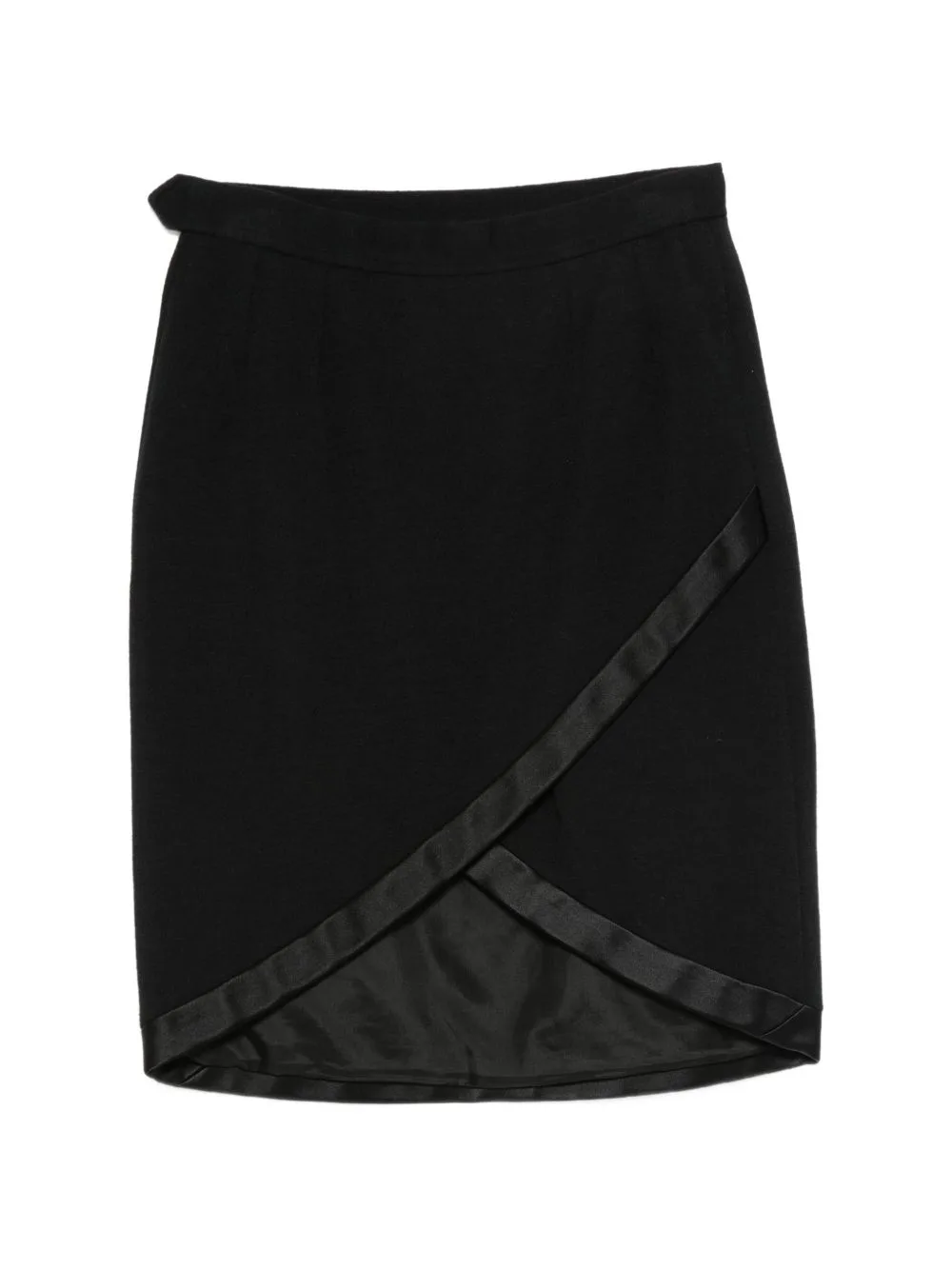 1980s Wrap-Style Satin-Trim Midi Skirt by Saint Laurent Pre-Owned