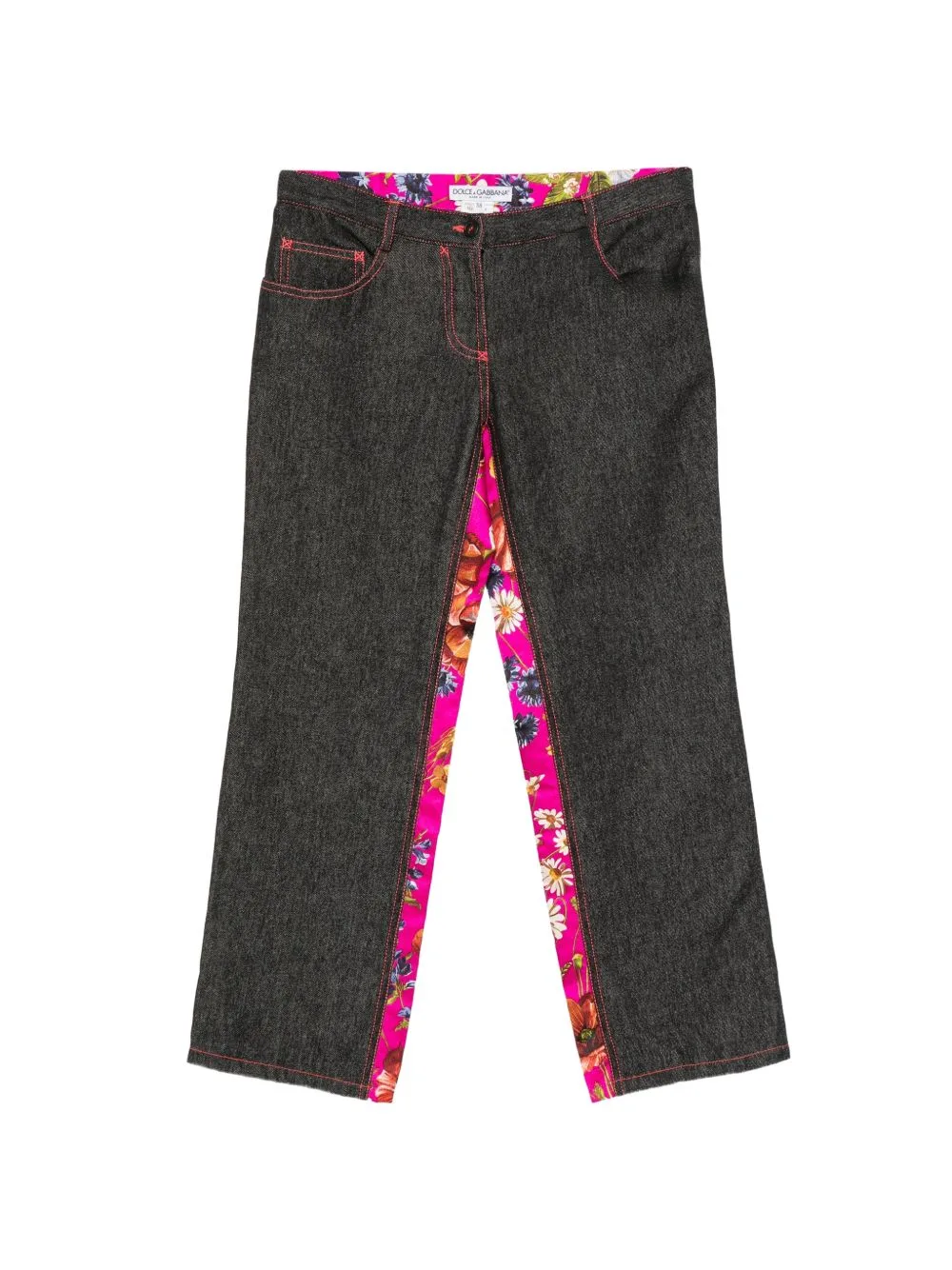 2000s Floral-Print Panelled Jeans by Dolce & Gabbana Pre-Owned