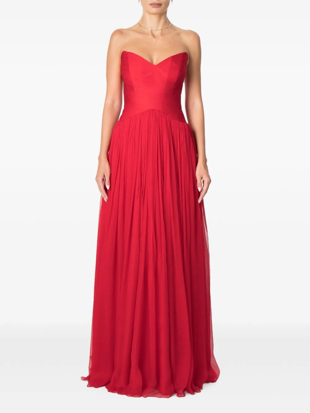 Viviene Pleated Silk Maxi Dress
