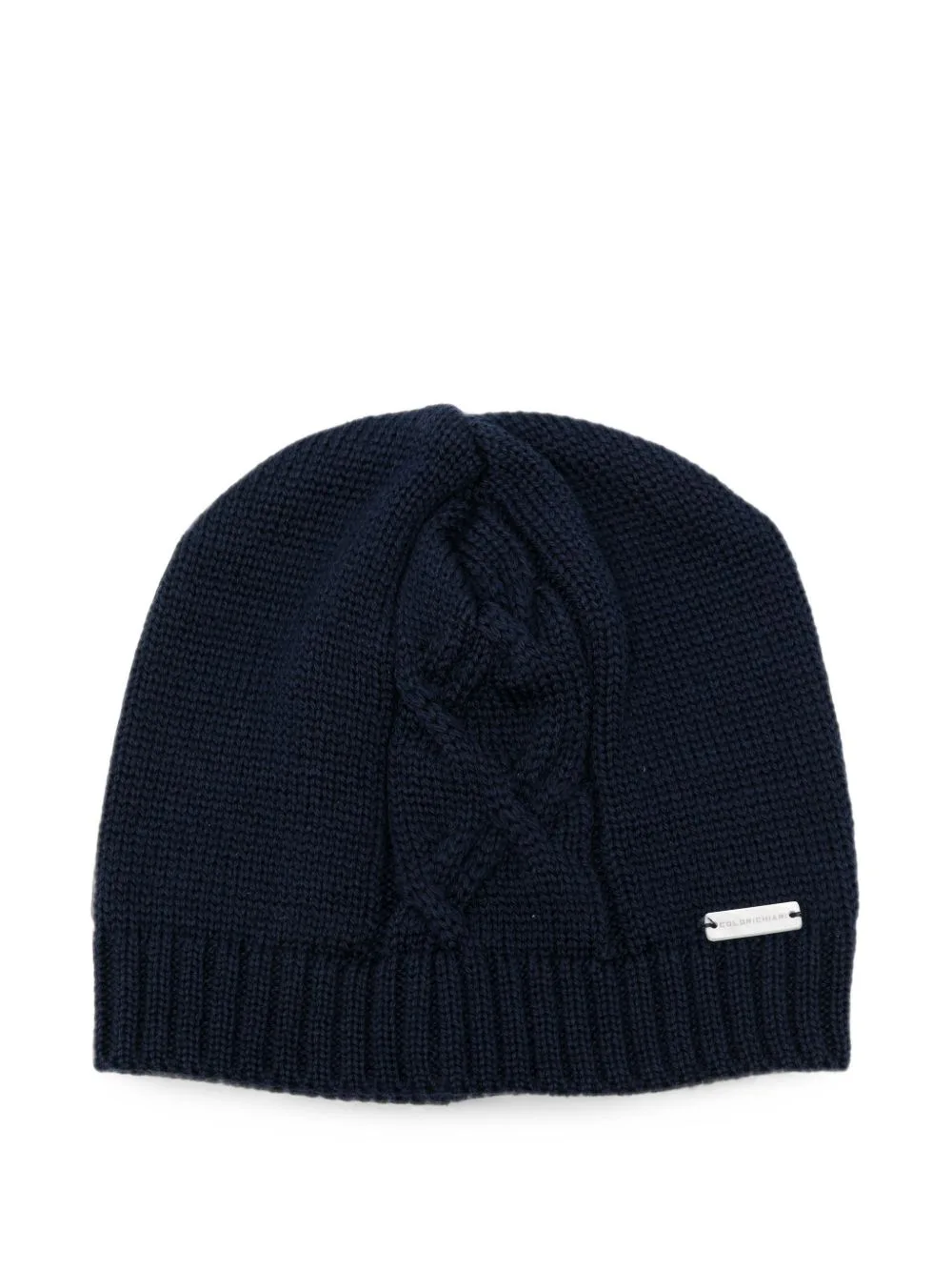 Cable-Knit Logo-Plaque Beanie Hat by Colorichiari