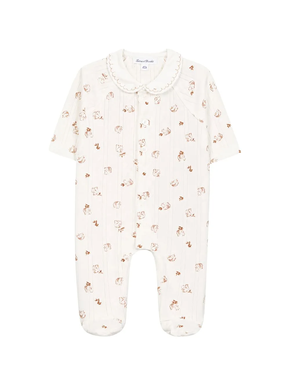 Squirrel-Print Scalloped-Collar Pajamas by Tartine Et Chocolat