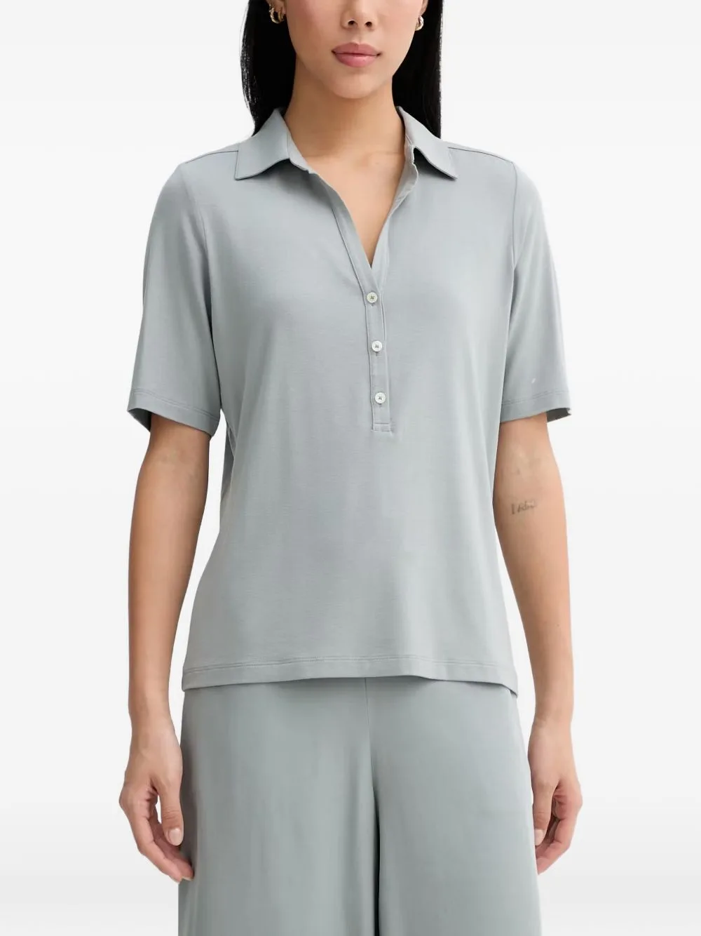 Button-Placket Short-Sleeve Polo Top by Marc O'Polo