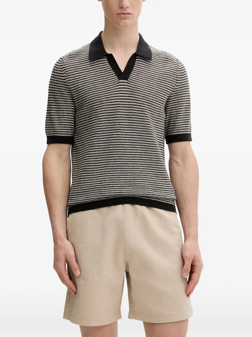 Striped Knit Polo Shirt by Marc O'Polo