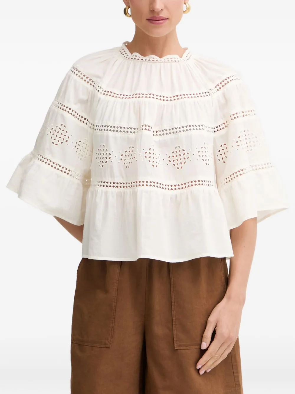 Broderie-Anglaise Tiered Blouse by Marc O'Polo