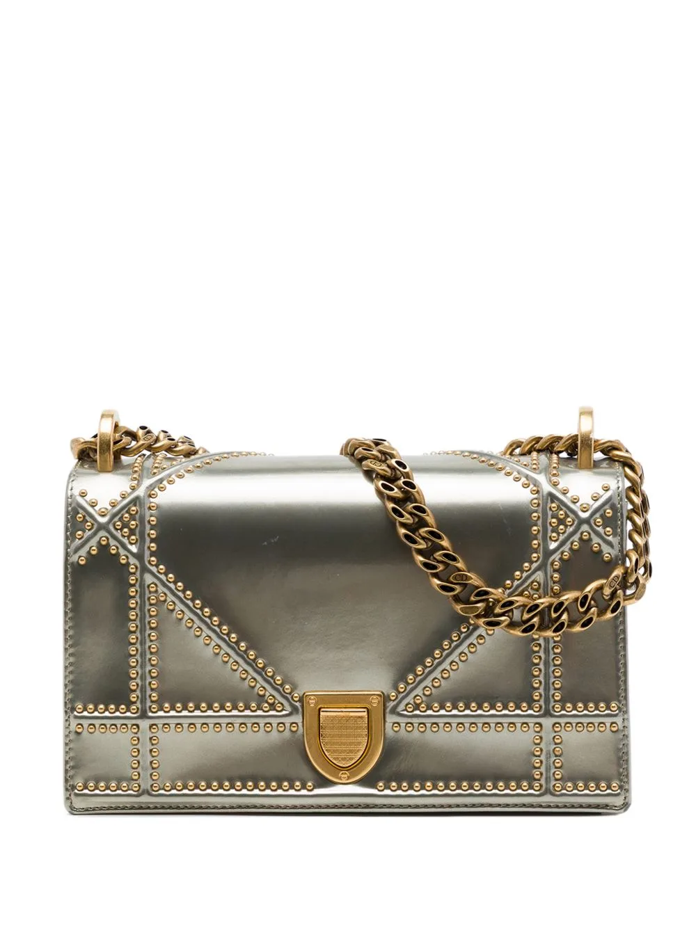 2018 Small Studded Patent Diorama Flap Crossbody Bag by Christian Dior Pre-Owned