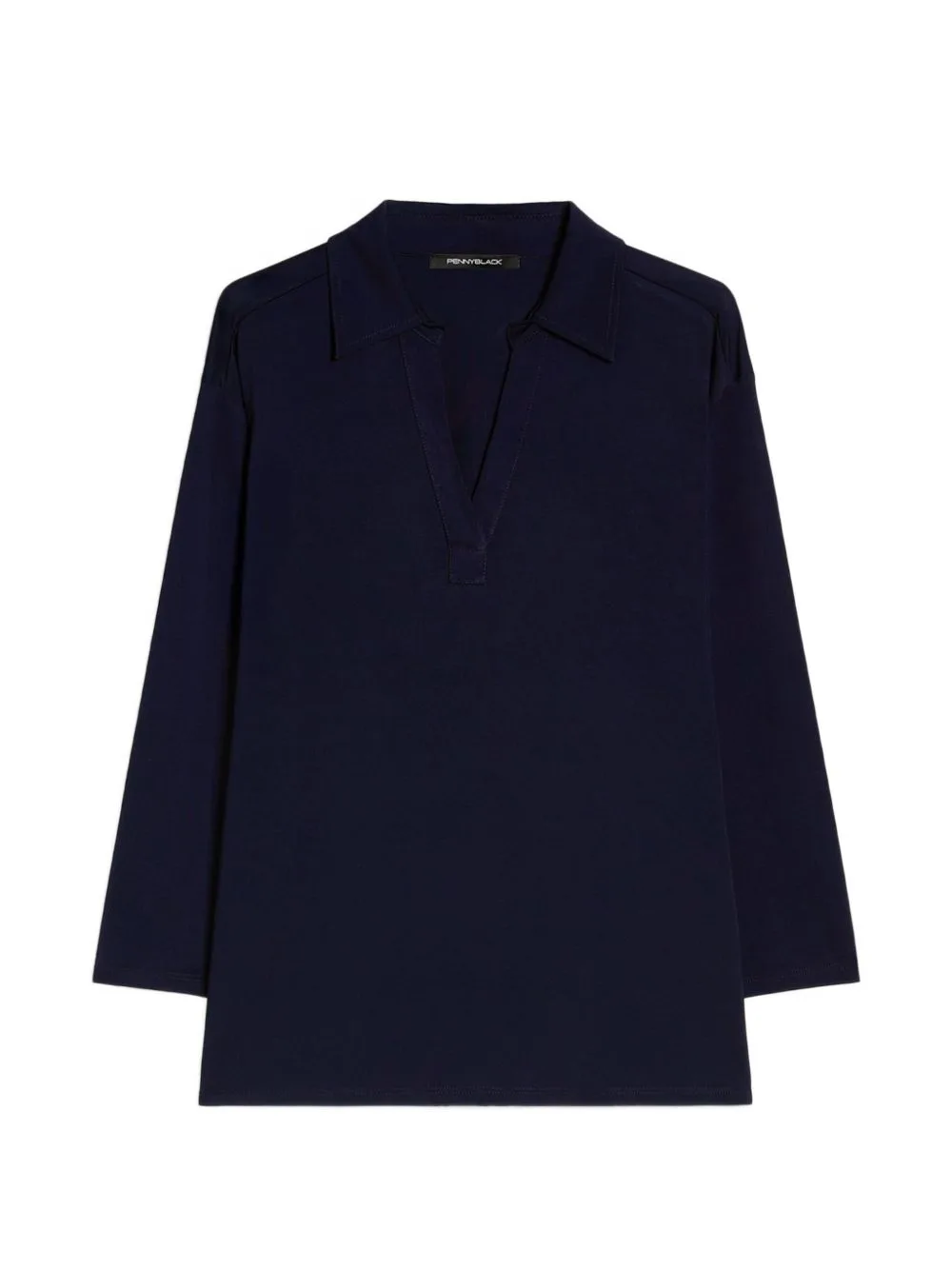 Spread-Collar V-Neck Blouse by Pennyblack