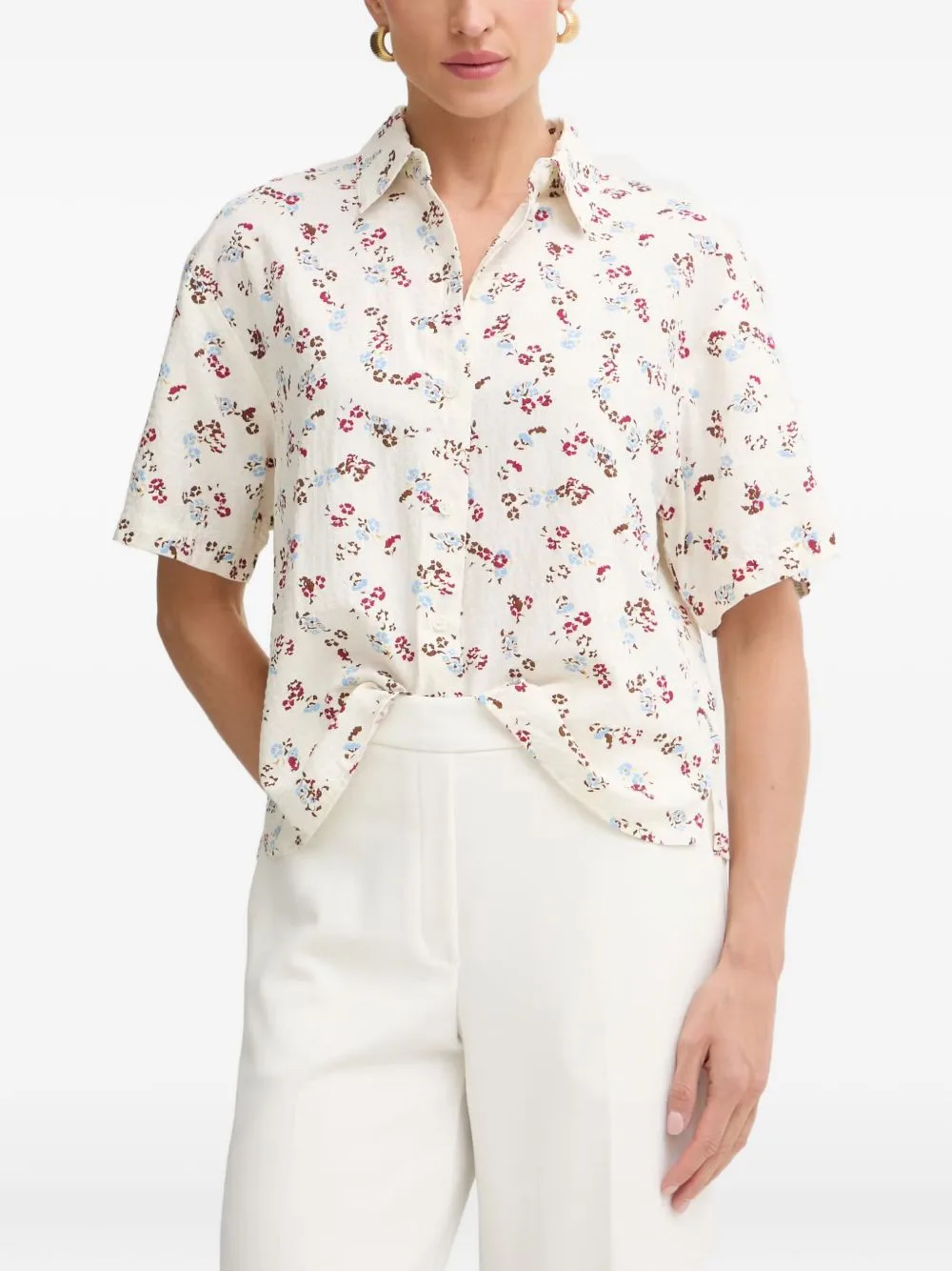 Floral-Print Seersucker Shirt by Marc O'Polo