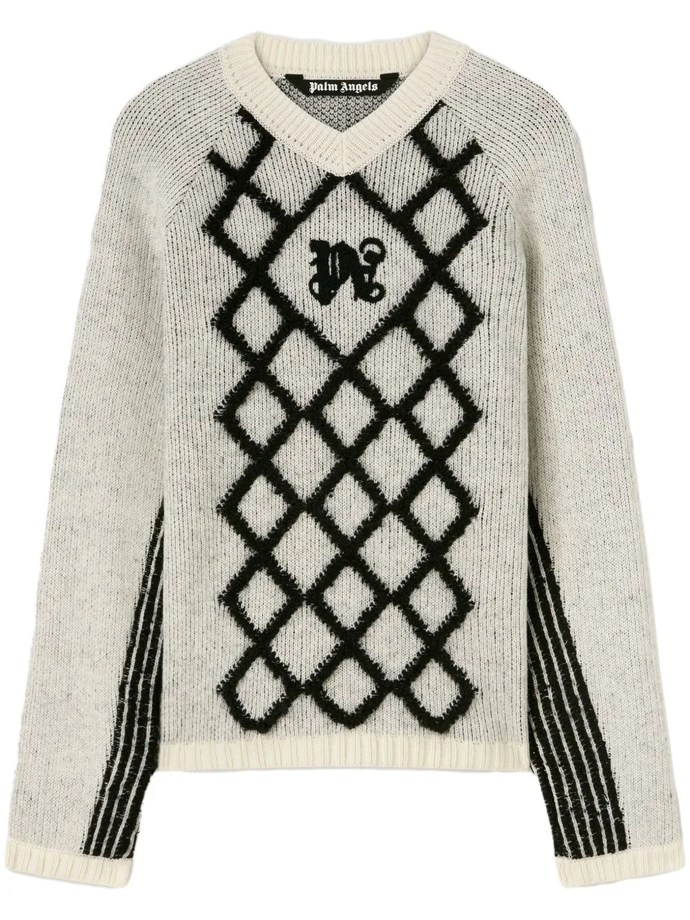 Logo-Embroidered Argyle Jumper by Palm Angels