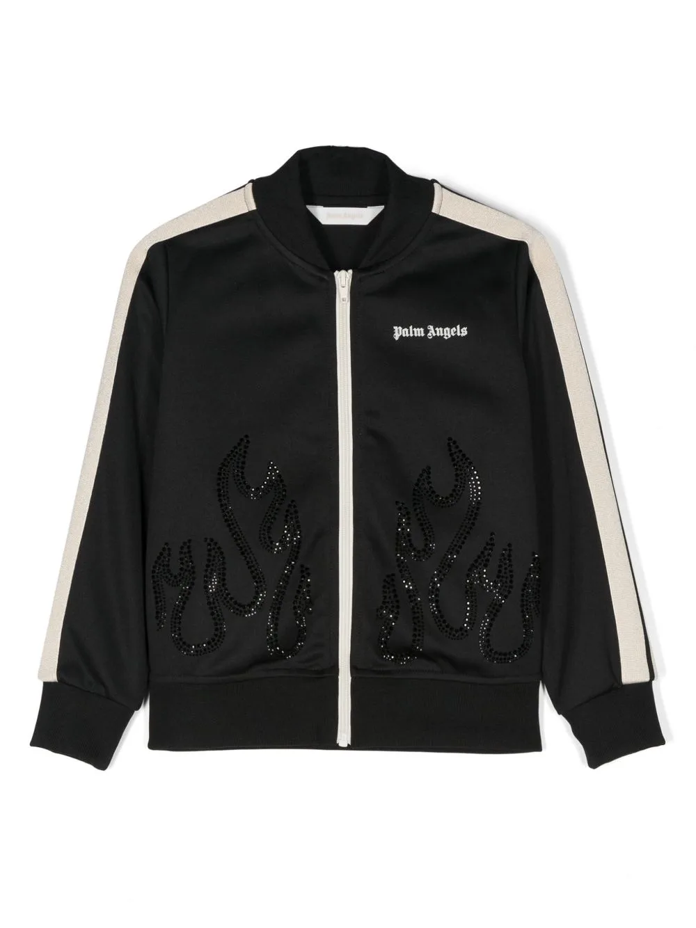 Flames Strass-Embellished Track Jacket by Palm Angels Kids
