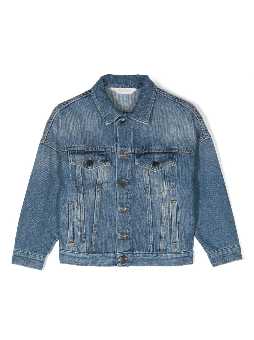 Logo-Print Denim Jacket by Palm Angels Kids
