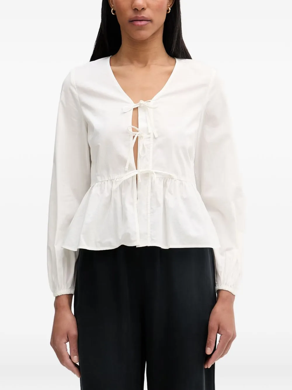 Tie-Fastening Peplum Blouse by Marc O'Polo