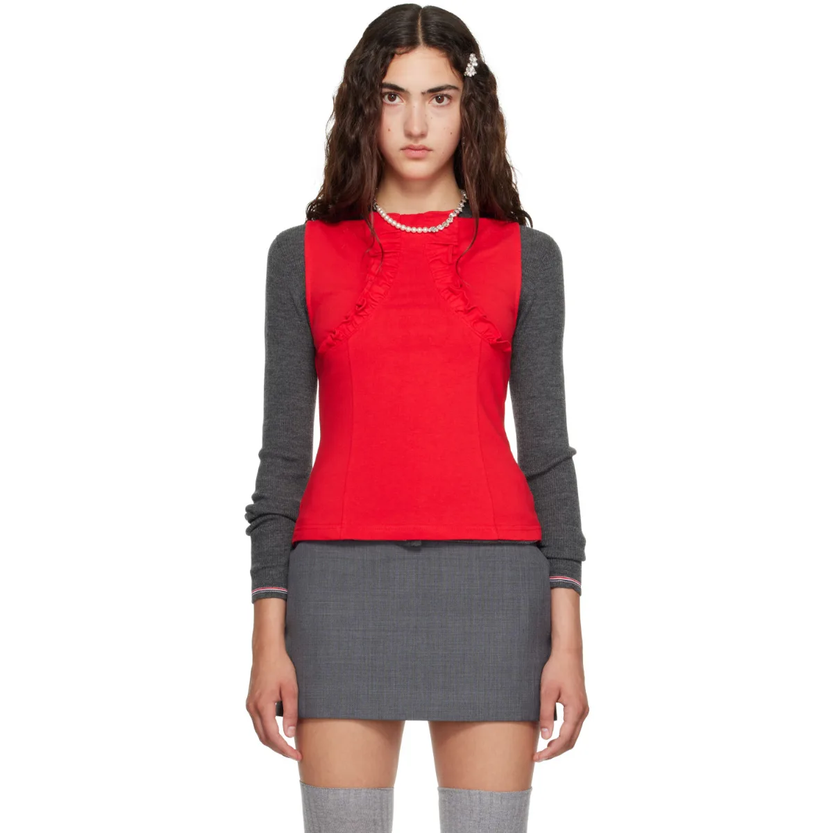 Lace Trim Sleeveless Fitted Top by SHUSHU/TONG