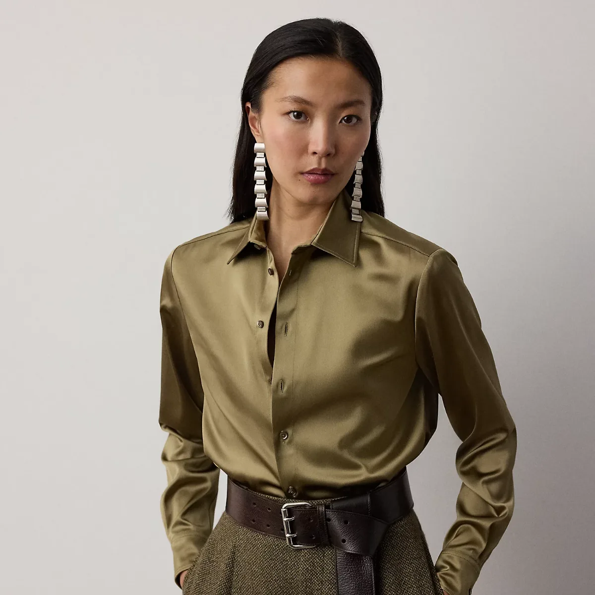 Adrien Relaxed Fit Satin Shirt by Ralph Lauren Collection