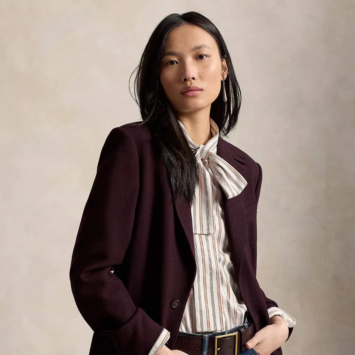 Single-Breasted Wool Crepe Blazer by Polo Ralph Lauren