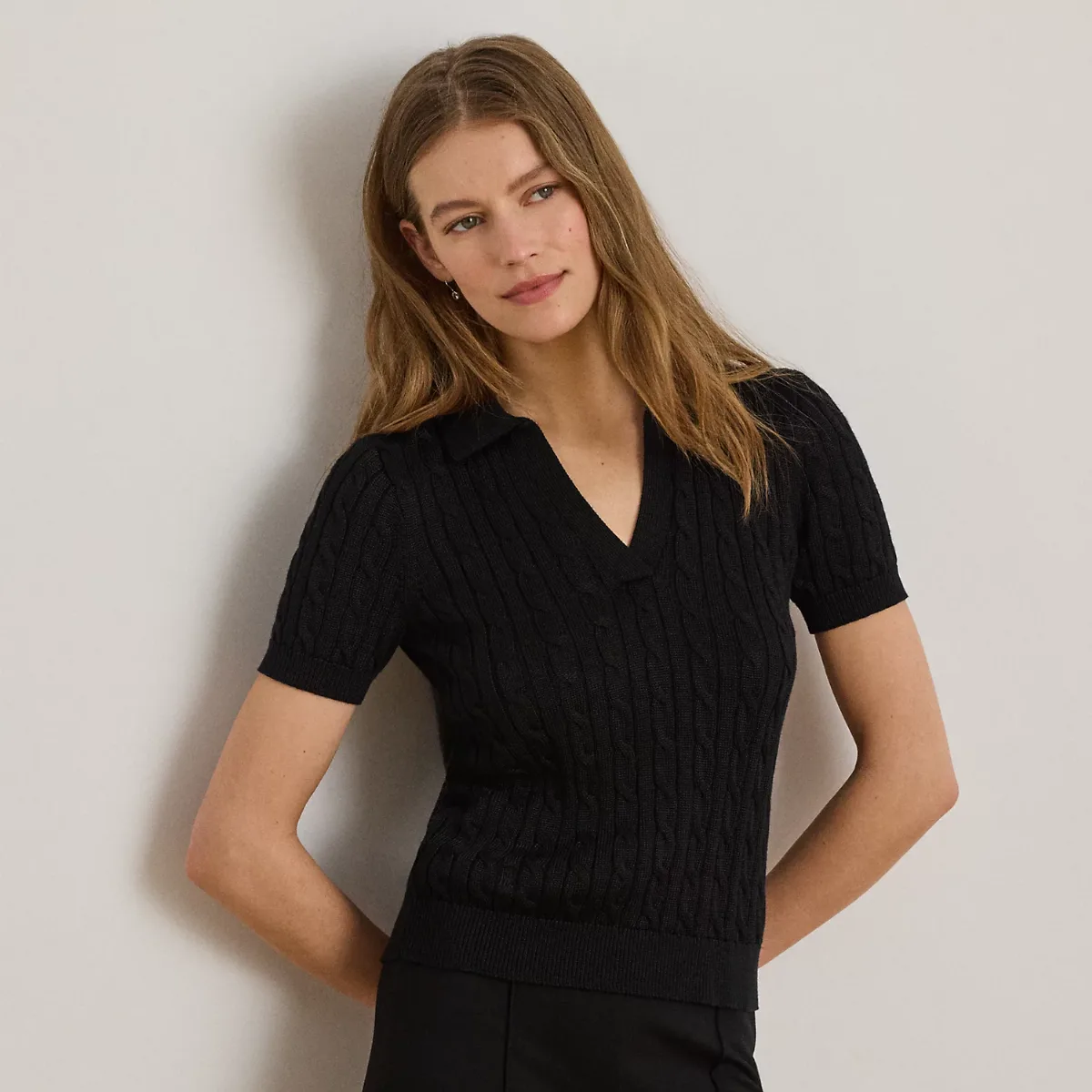 Cable Cotton-Blend Short-Sleeve Jumper by Lauren Ralph Lauren