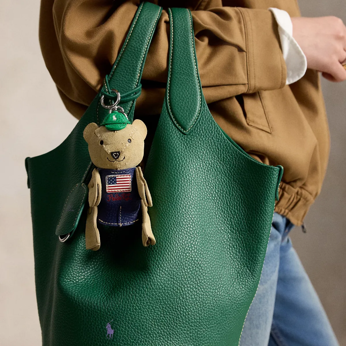 Flag Polo Bear Suede-Leather Bag Charm by Polo Ralph Lauren