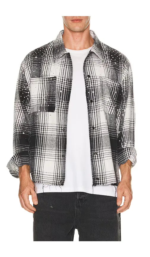 Button Up Rhinestone Flannel by Ryoko Rain