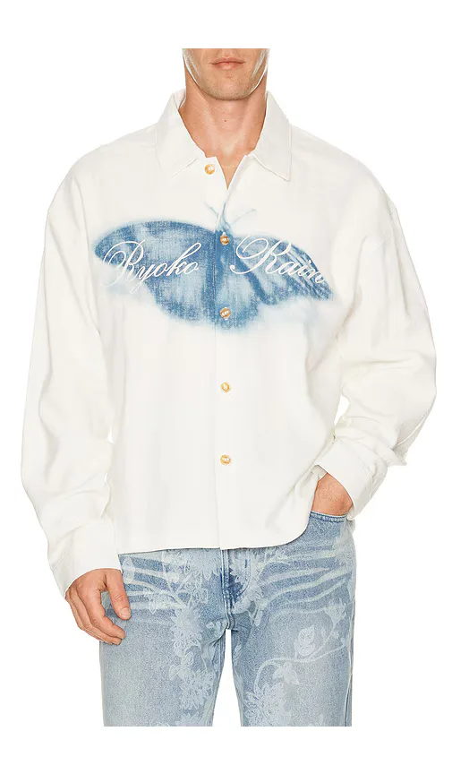 Blurred Butterfly Button Up Shirt by Ryoko Rain