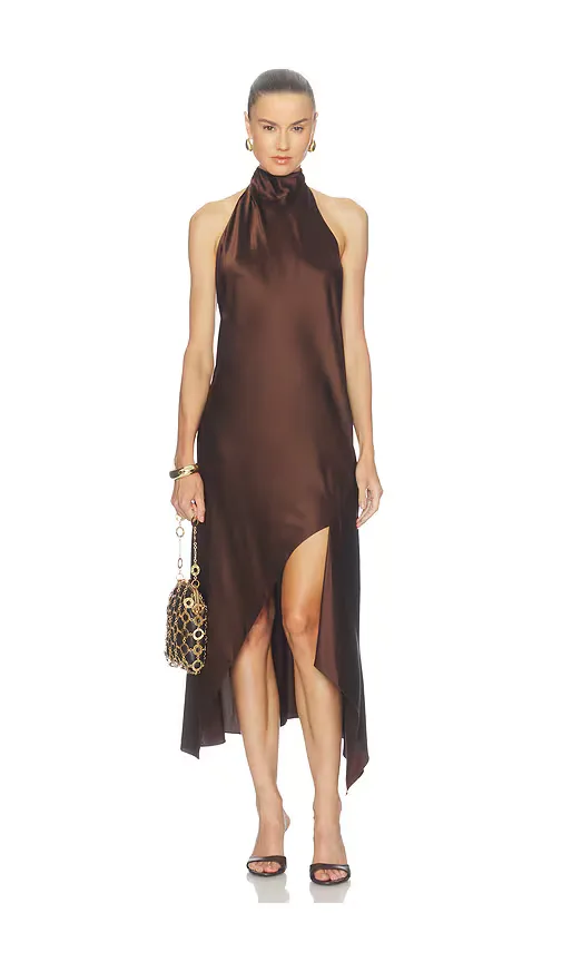 The Neck Silk Dress