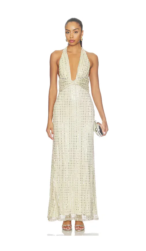Annette Plunge V-Neck Maxi Dress