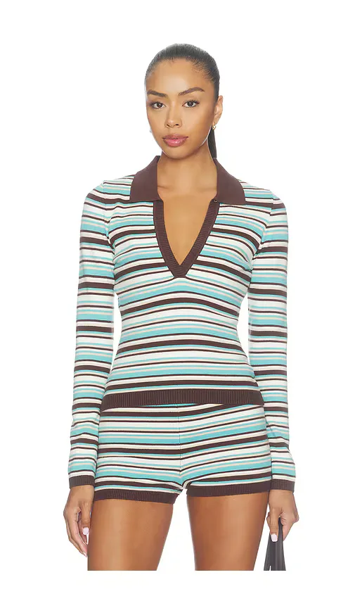 Collared Long Sleeve Knit Top by SEVEN WONDERS