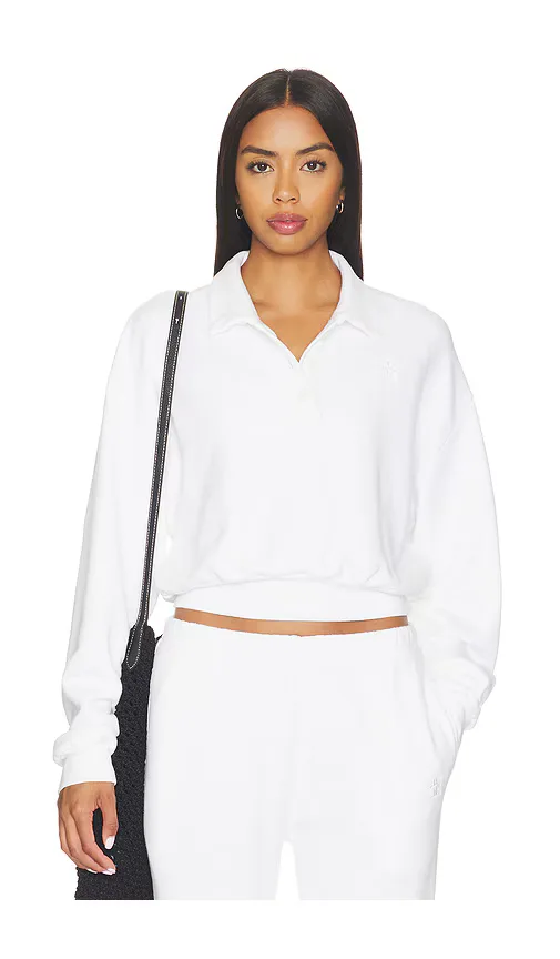 French Terry Cropped Polo Sweatshirt by Eterne
