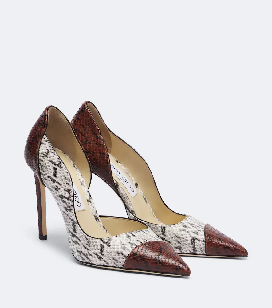 Brigitte Snake-Effect Leather Pumps by Jimmy Choo