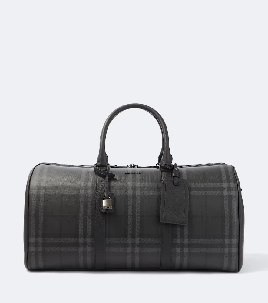 Burberry Check Leather-Trimmed Duffel Bag by Burberry