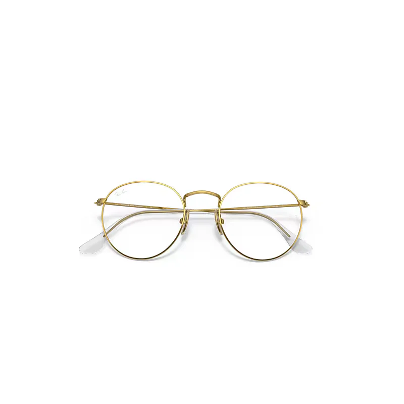 Round Titanium Optics Eyeglasses Gold Frame Clear Lenses by Ray-Ban
