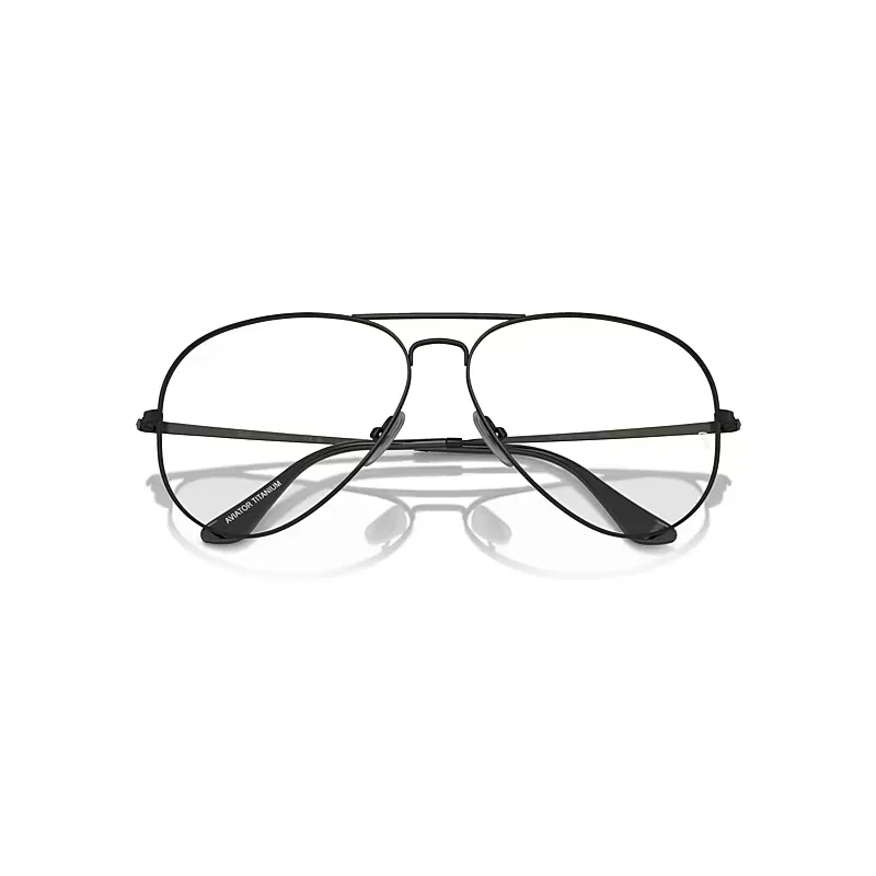 Aviator Titanium Optics Eyeglasses Black Frame Clear Lenses Polarized by Ray-Ban