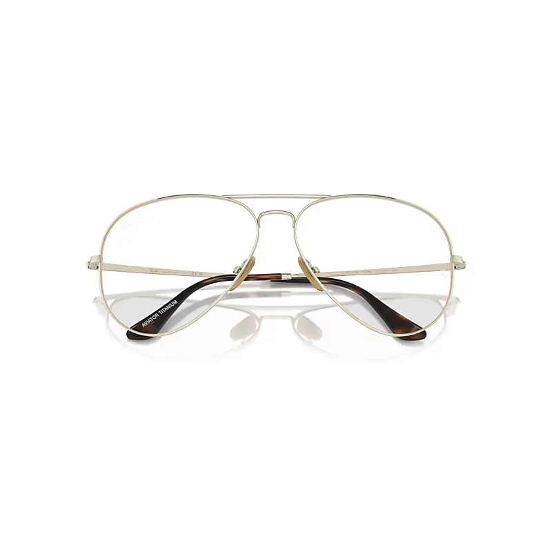 Aviator Titanium Optics Eyeglasses Arista Gold Frame Clear Lenses Polarized by Ray-Ban