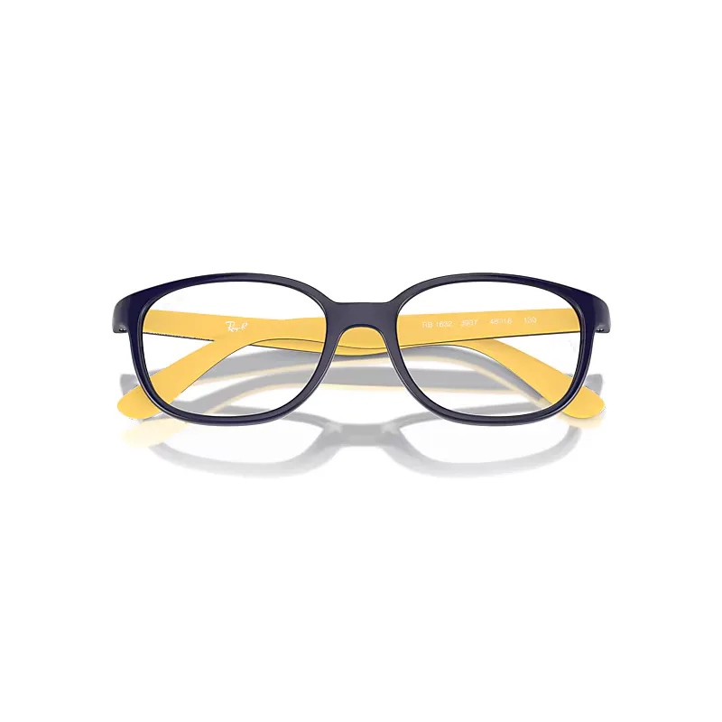Rb1632 Optics Bio-Based Eyeglasses Dark Blue on Yellow Frame Clear Lenses by Ray-Ban