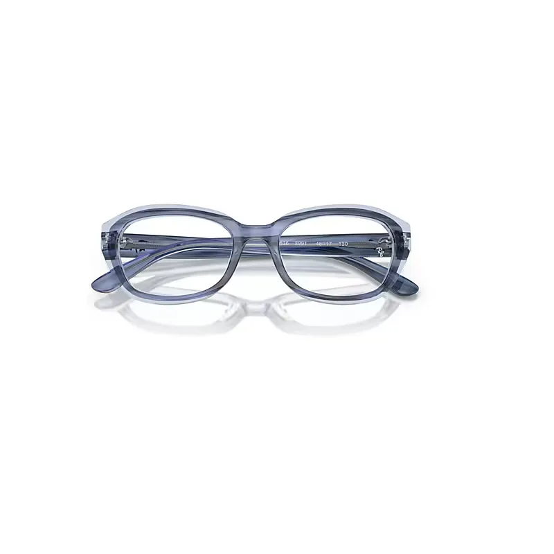 Rb1636 Optics Eyeglasses Striped Blue on Transparent Blue Frame Clear Lenses Polarized by Ray-Ban