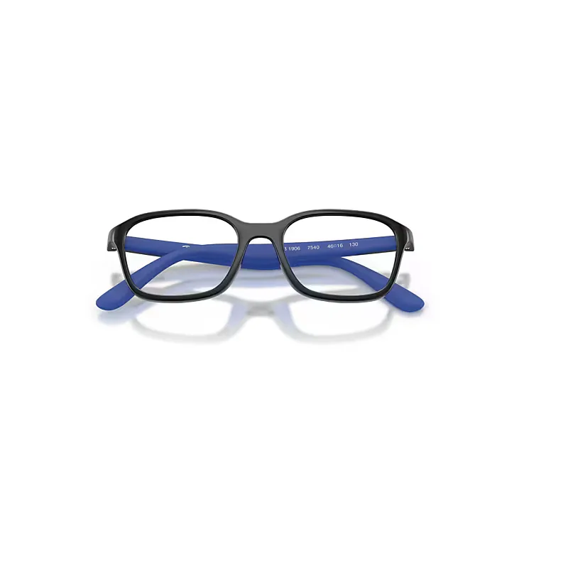 Rb1906 Optics Bio-Based Eyeglasses Black & Rubber Blue Frame Clear Lenses Polarized by Ray-Ban