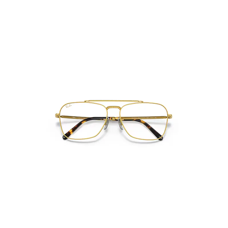 Caravan Optics Eyeglasses Gold Frame Clear Lenses Polarized by Ray-Ban
