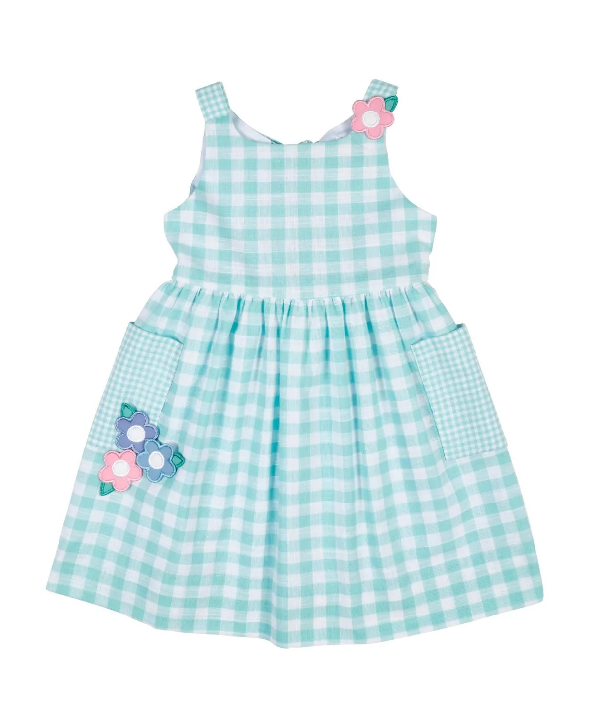 Gingham Linen Look Dress with Flowers by Florence Eiseman