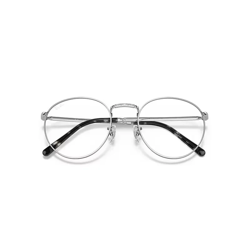 Round Optics Eyeglasses Silver Frame Clear Lenses Polarized by Ray-Ban