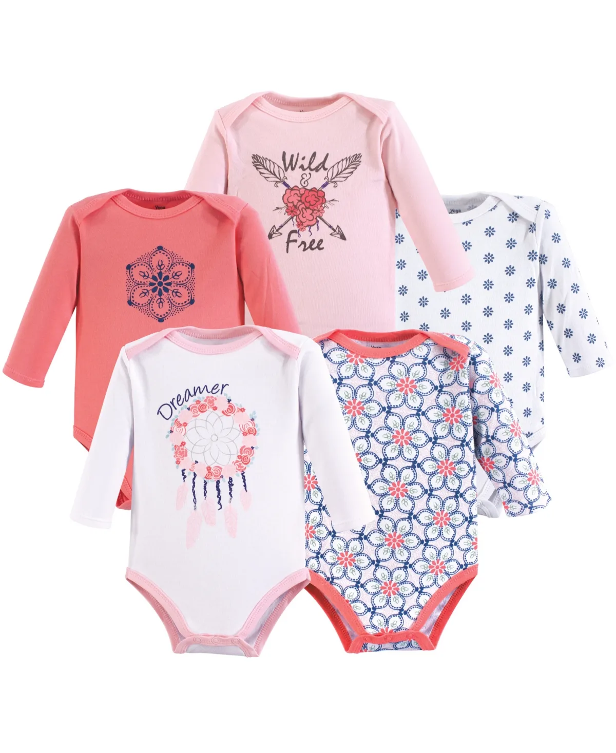 Multipack Five Long-Sleeve Bodysuits by Yoga Sprout