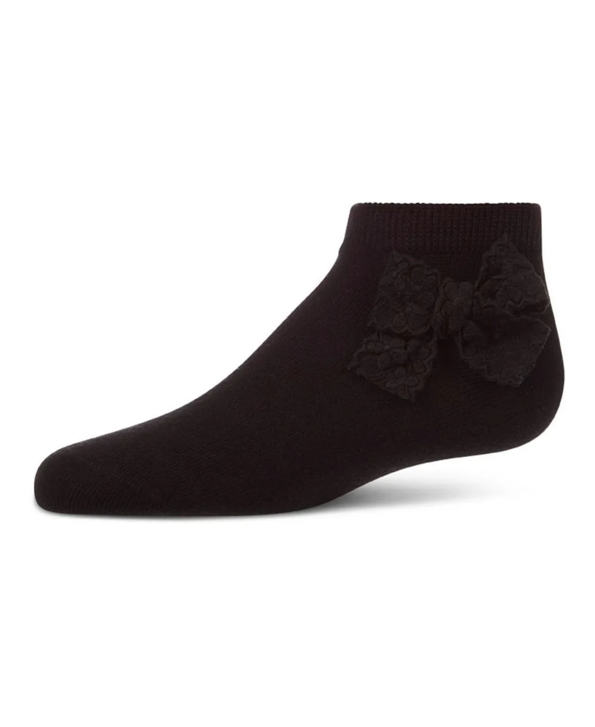 Cotton-Rich Fashion Ankle Sock with Floral Lace Bow by Memoi